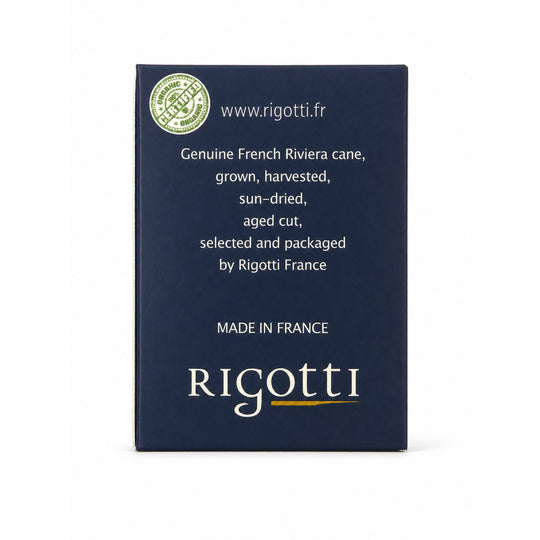 Rigotti Gold Jazz Alto Saxophone Reeds, size 3.5 Light, back view #strength_3-5 Light