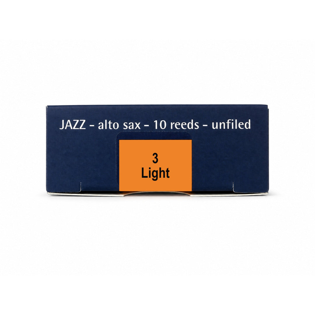 Rigotti Gold Jazz Alto Saxophone Reeds, size 3 Light, bottom view #strength_3 Light
