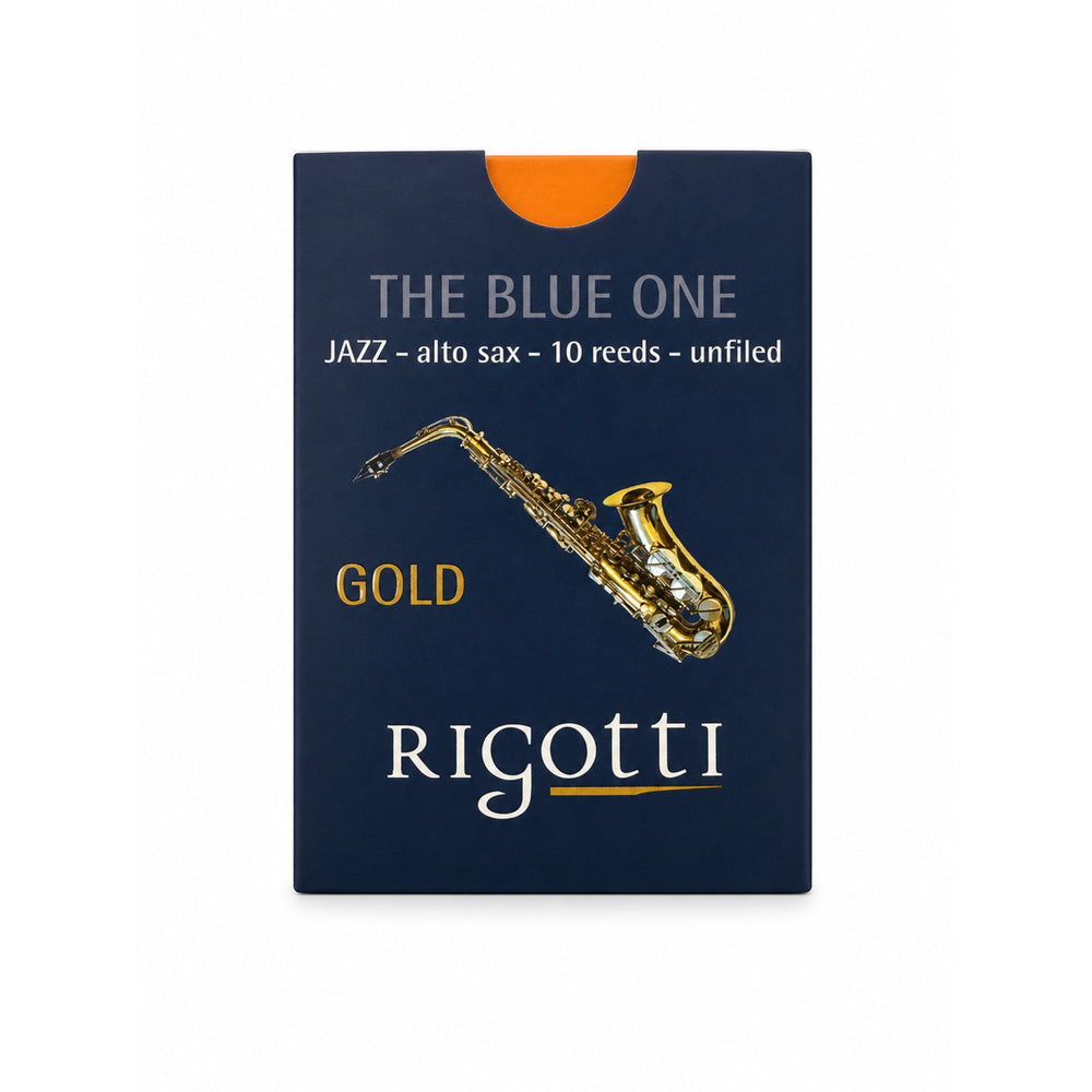 Rigotti Gold Jazz Alto Saxophone Reeds, size 3 Light, front view #strength_3 Light