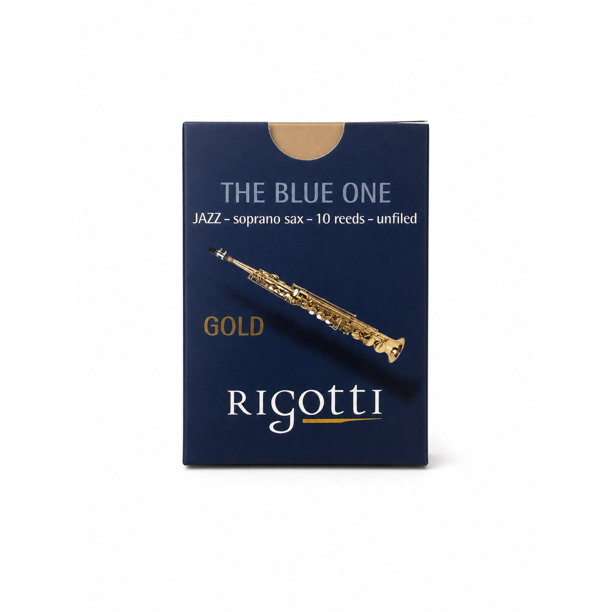 Rigotti Gold Jazz Soprano Saxophone Reeds, size 2 Strong, front view #strength_2 Strong