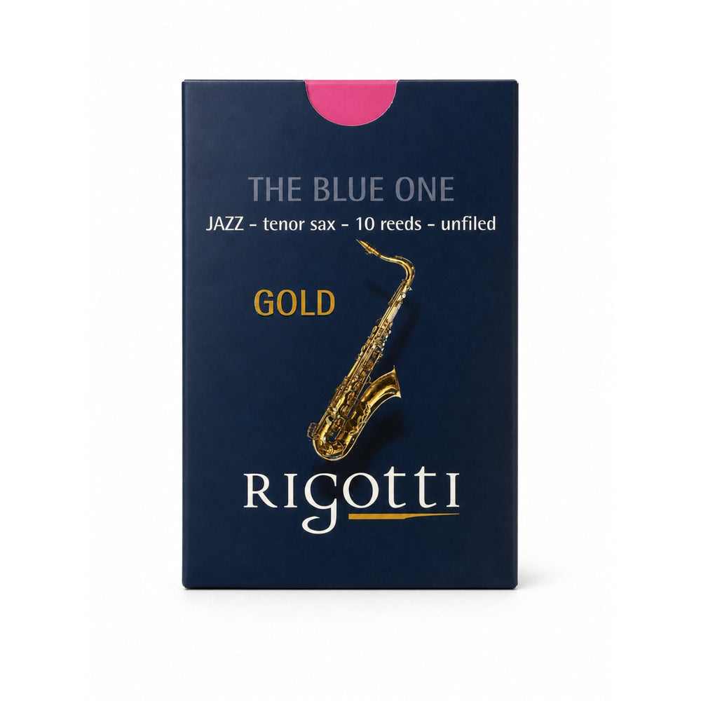 Rigotti Gold Jazz Tenor Saxophone Reeds, size 3.5 Light, front view #strength_3-5 Light