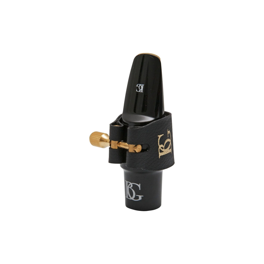 BG L13SR Super Revelation Tenor Saxophone Ligature - shown on mouthpiece