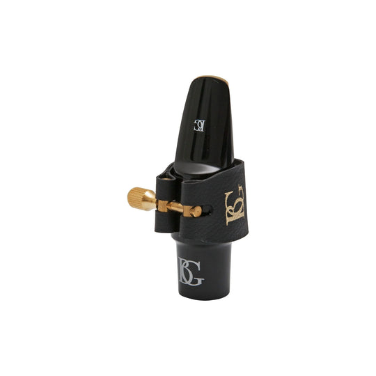 BG L13SR Super Revelation Tenor Saxophone Ligature - shown on mouthpiece